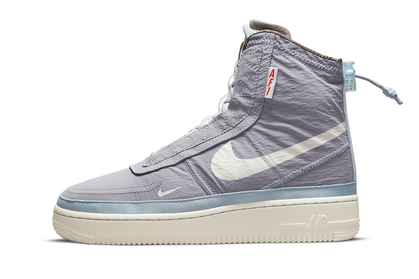 Official Images Nike Air Force 1 Shell Provence Purple new colorway colder months waterproof  fan white sail lace toggle 2021 DO7450-511 release info price
