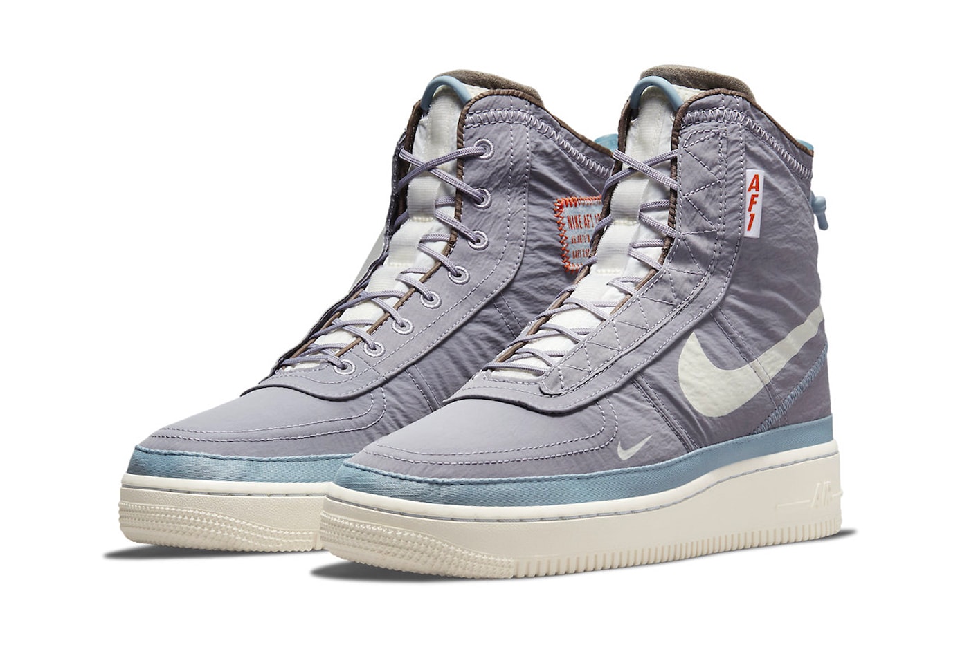 Official Images Nike Air Force 1 Shell Provence Purple new colorway colder months waterproof  fan white sail lace toggle 2021 DO7450-511 release info price