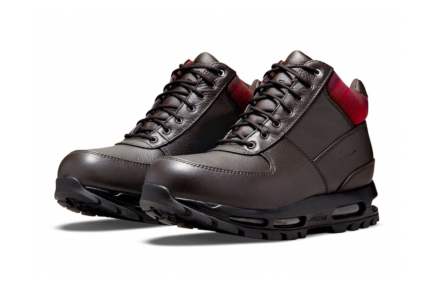 Nike Air Max Goadome SE “Shadow Brown” Release Info footwear swoosh leather textile tartan plaid black shadow brown dc8868-200