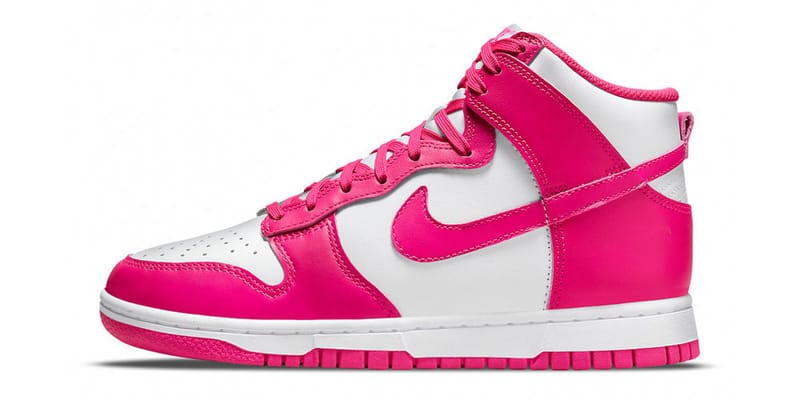 hot pink and white dunks