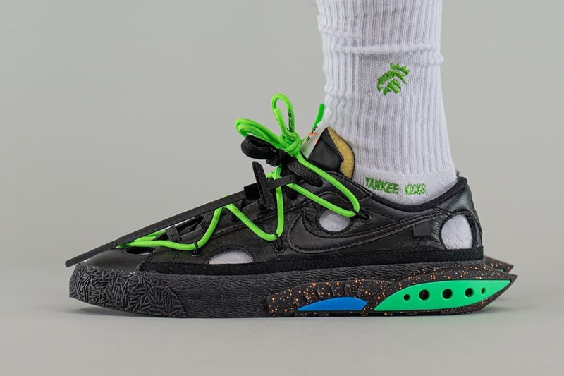 off white nike blazer low black green blue DH7863 001 release info date store list buying guide photos price 