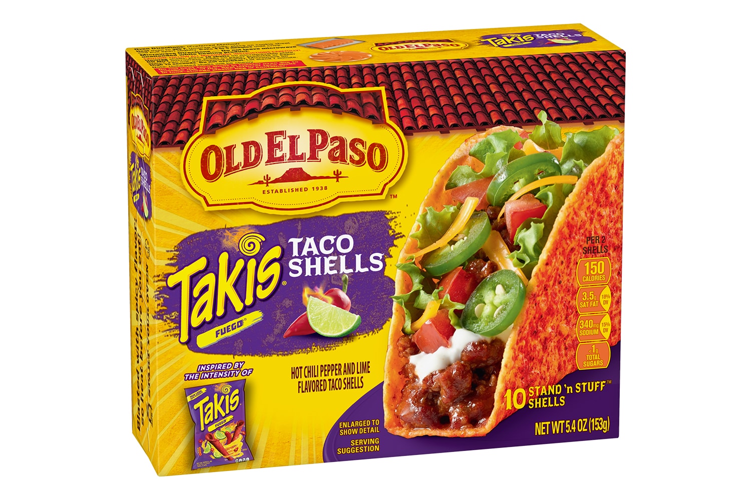 Old El Paso Takis Fuego Hot Chili Pepper Lime-Flavored Stand 'N Stuff Taco Shells Release Info Taste Review