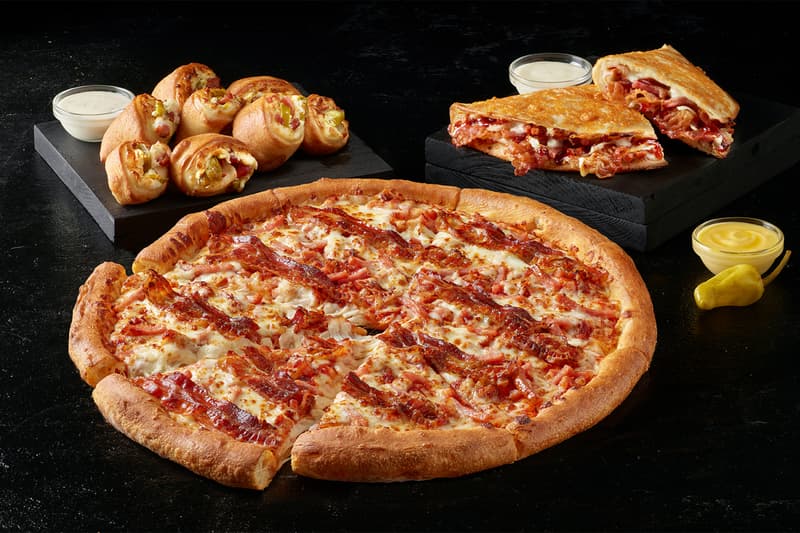 Papa John's Introduces BaconMania With New Sizzling Trio of Menu Items trio bacon pizza smokey bacon parmesan crusted papadia bacon jalapeno popper rolls philadelphia cream cheese canadian bacon 