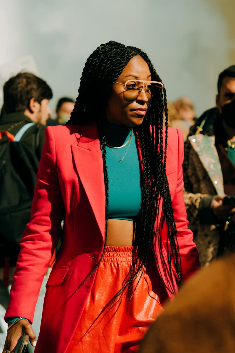 Paris Fashion Week SS22 Women Street Style Looks pfw louis vuitton balenciaga givenchy miu miu thom browne fashion Paris Fashion Week SS22 Street Style Paris Fashion Week ss22 Street Style Shows off Masterful Layering and Oversized Tailoring streetstyle street style