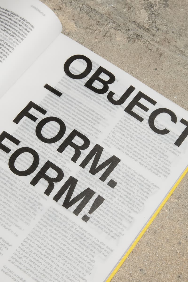 Samuel Ross SR_A 'Object – Form. Form!' Book Release Information First Look Exclusive Inside Feature HYPEBEAST Virgil Abloh, Takashi Murakami Daniel Arsham Hans Ulrich Obrist David Adjay A-COLD-WALL* 