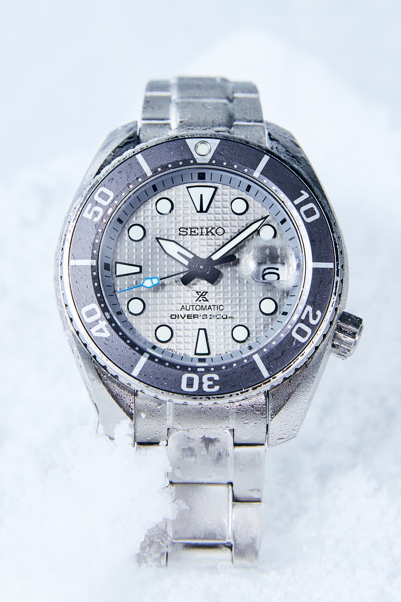 Seiko Prospex U.S. Special Edition watch Japanese watchmaker divers collection glacial ice JARE Naomi Uemura Yuichiro Miura gray (SPB175), green (SPB177) and light blue (SPB179) 200 meters technology design timepiece unidirectional rotating elapsed timing bezel, toned to match each dial, secured screwdown crown, a scratch-resistant sapphire crystal and caseback tri-fold push button release clasp 24-jewel automatic movement, caliber 6R35, beats at a frequency of 21,600 vibrations per hour, with a power reserve of approximately 70 hours, manual and automatic winding capabilities LumiBrite hands markers magnified date windows