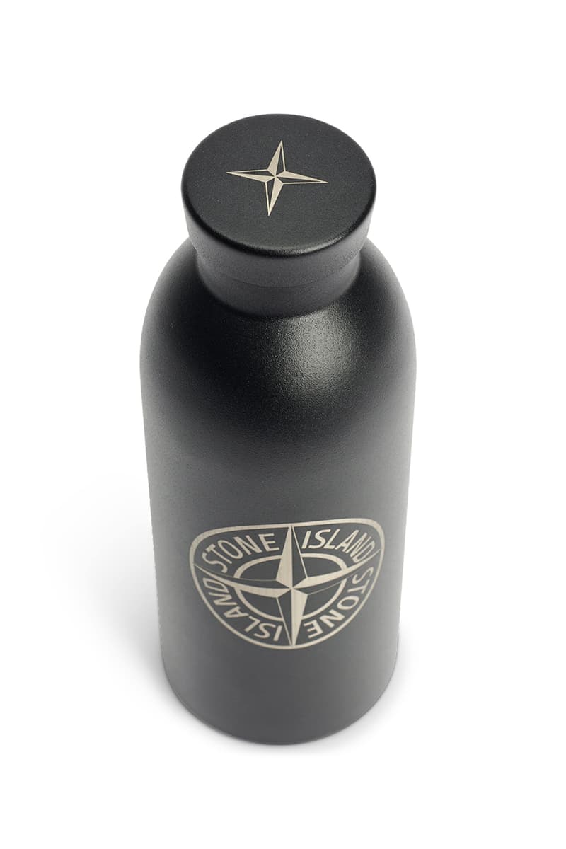 Stone Island Stainless Steel Bottle With Black Carry Bag Très Bien Fall Winter 2021 Accessories Compass Logo Leakproof 24Bottles