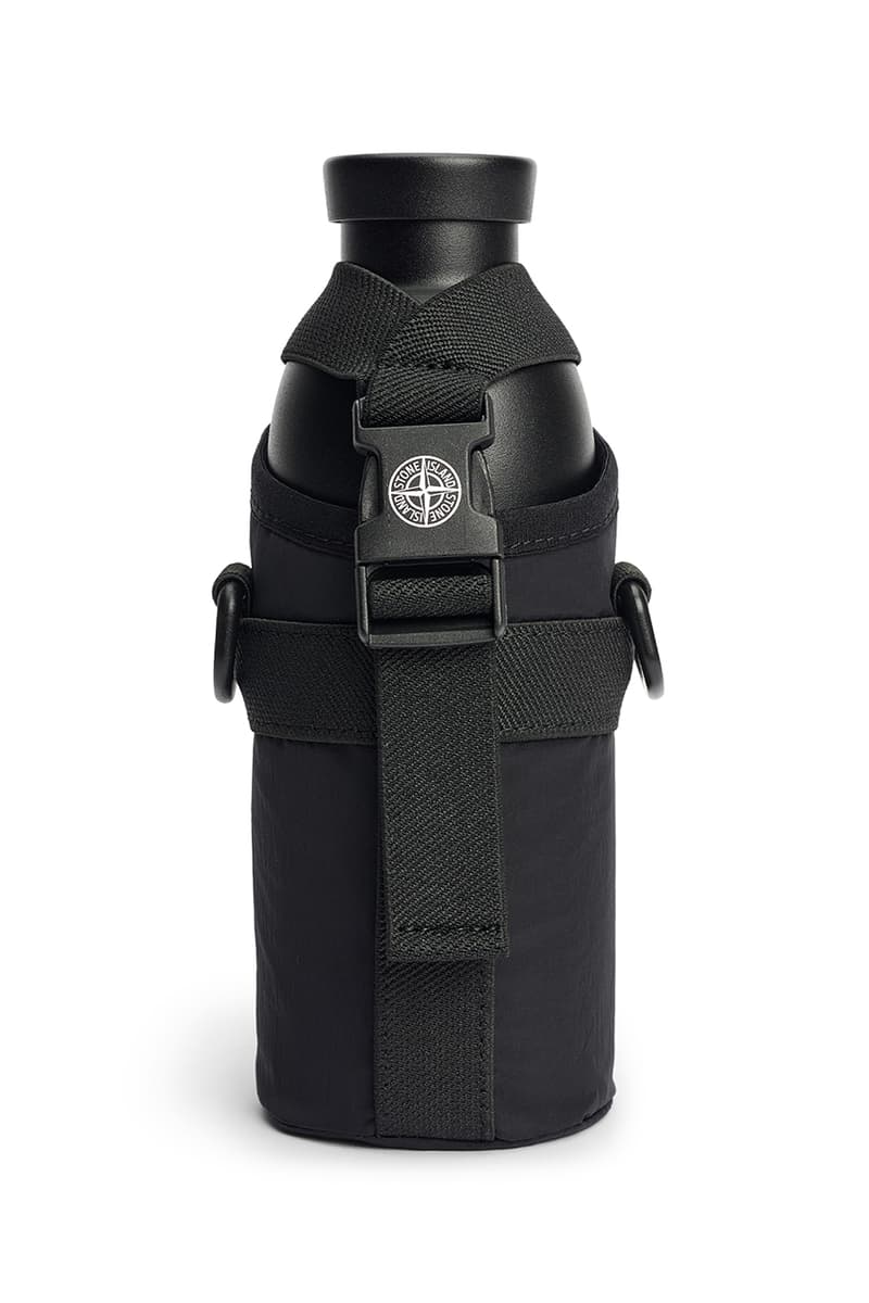 Stone Island Stainless Steel Bottle With Black Carry Bag Très Bien Fall Winter 2021 Accessories Compass Logo Leakproof 24Bottles