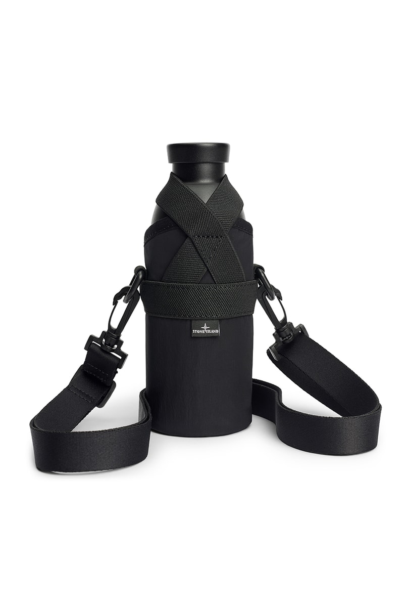 Stone Island Stainless Steel Bottle With Black Carry Bag Très Bien Fall Winter 2021 Accessories Compass Logo Leakproof 24Bottles