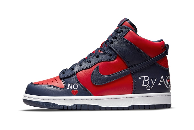 supreme nike sb dunk high by any means navy red DN3741 600 release date info store list buying guide photos price