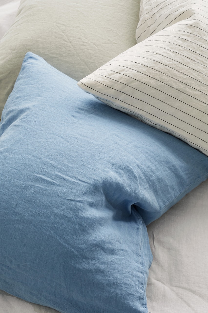 tekla fabrics linen bedding powder blue pinstripe black fall 2021 release details information