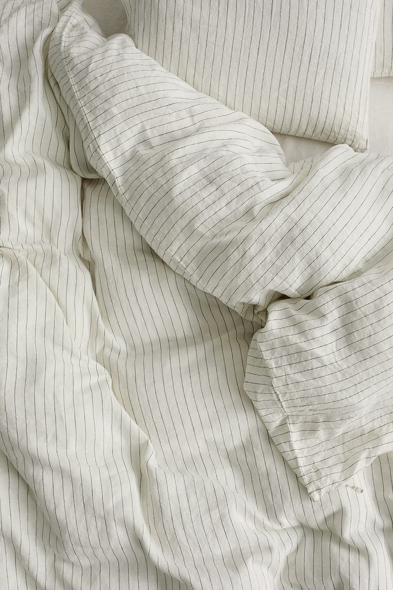 tekla fabrics linen bedding powder blue pinstripe black fall 2021 release details information