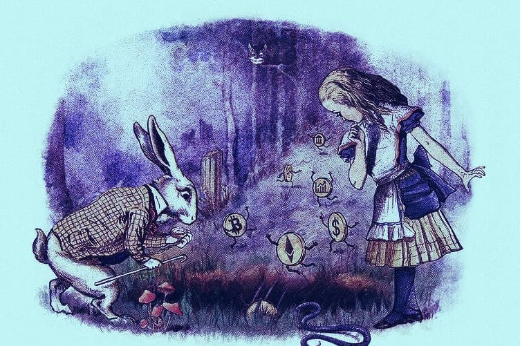 econmist sells alice in wonderland theme defi rabbit hole NFT 99 ETH ethereum 419000 USD sir john tenniel web3 justin metz 178 year old magazine cover bidding 10 percent royalty economist educational foundation charity news