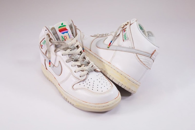 TDFU x Foxtrot Fictional Employee Dunk High Info sneaker footwear retro vintage dunk high grey aged white rainbow