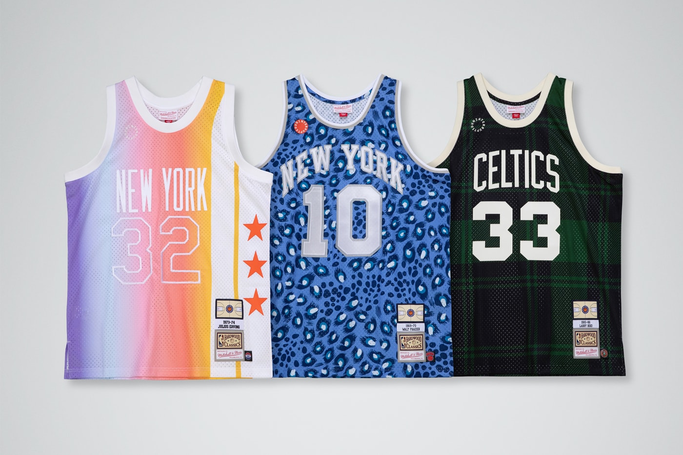 uninterrupted mitchell and ness collab collection release info walt clyde frazier julius dr. J erving larry bird more than an athlete personal story jersey shorts team t shirt cap 