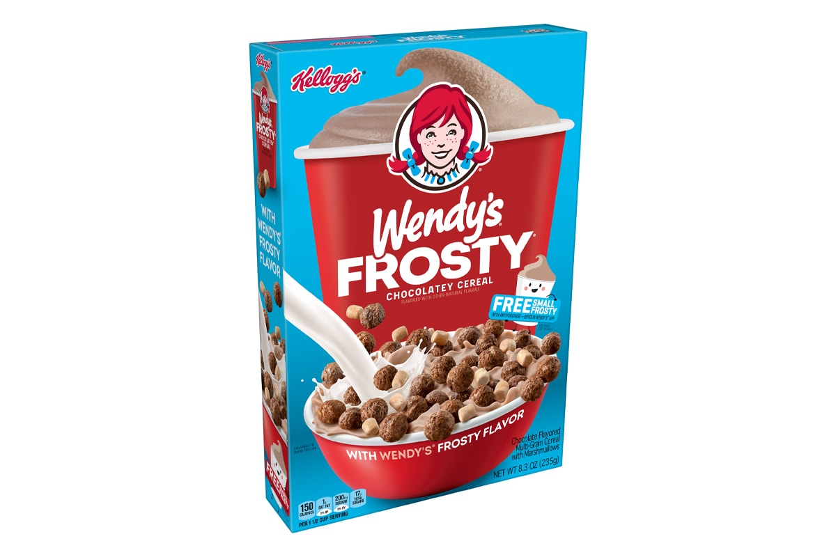 Wendy's and Kellogg Team Up for Limited Edition Frosty Cereal Release info wend;ys frosty chocolatey cereal milkshake