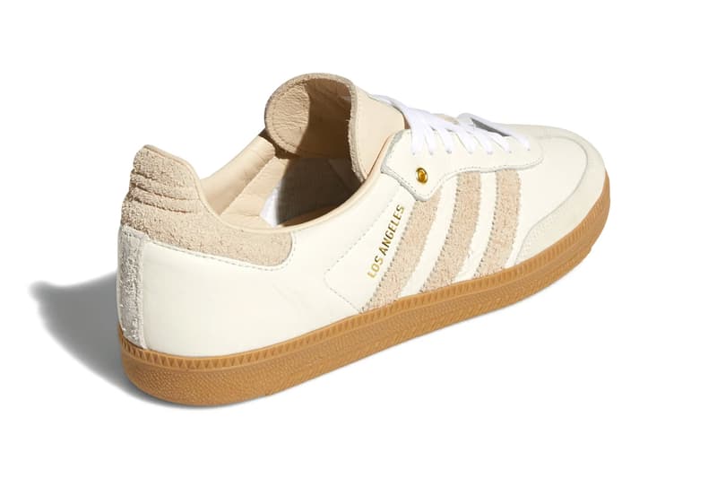 Adidas Releases Samba and Gazelle Sneakers Celebrating LAFC and LA Galaxy linen off white suede navy white soccer football club gum 90 100 usd release info price date