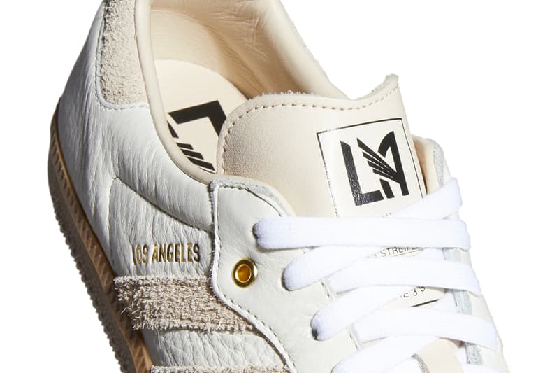 Adidas Releases Samba and Gazelle Sneakers Celebrating LAFC and LA Galaxy linen off white suede navy white soccer football club gum 90 100 usd release info price date