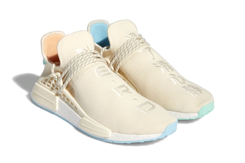 adidas x Pharrell Williams HU NMD N.E.R.D. Chalk White / Glow Orange / Clear Mint GW0246 Restock Release Information Drop Date