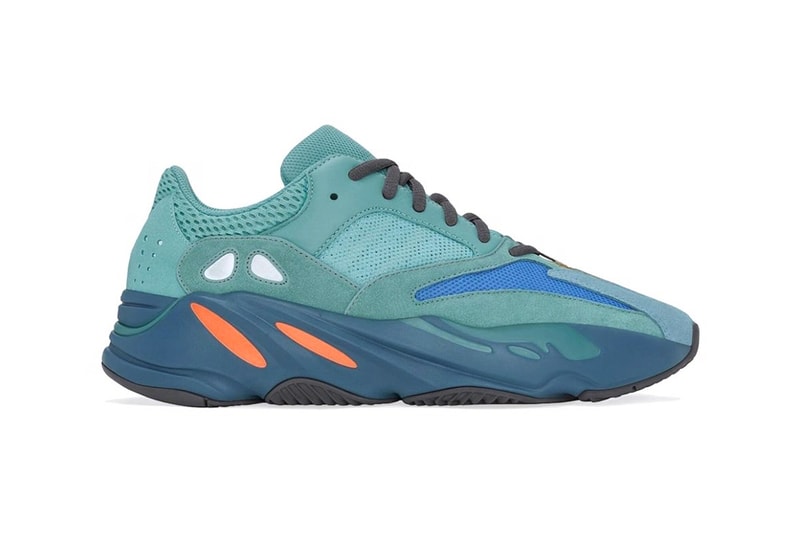 adidas yeezy boost 700 release date info faded azure blue november 27 stockx 240 usd GZ2002 light teal leather mesh suede mesh reflective charcoal grey orange fadazu