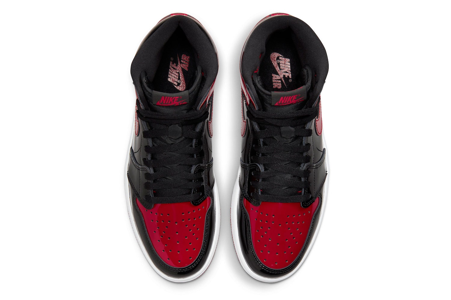 Air Jordan 1 High OG Bred Patent Official Look Release Info 555088-063 Date Buy Price Black White Varsity Red