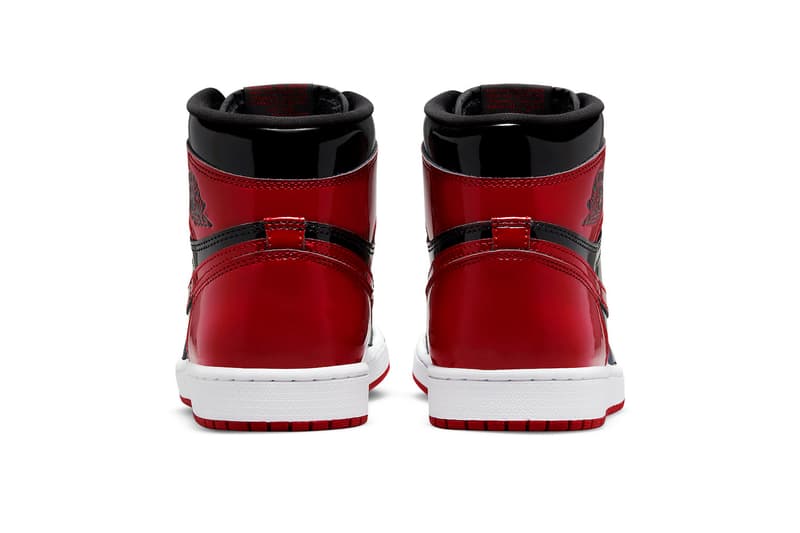 Air Jordan 1 High OG Bred Patent Official Look Release Info 555088-063 Date Buy Price Black White Varsity Red