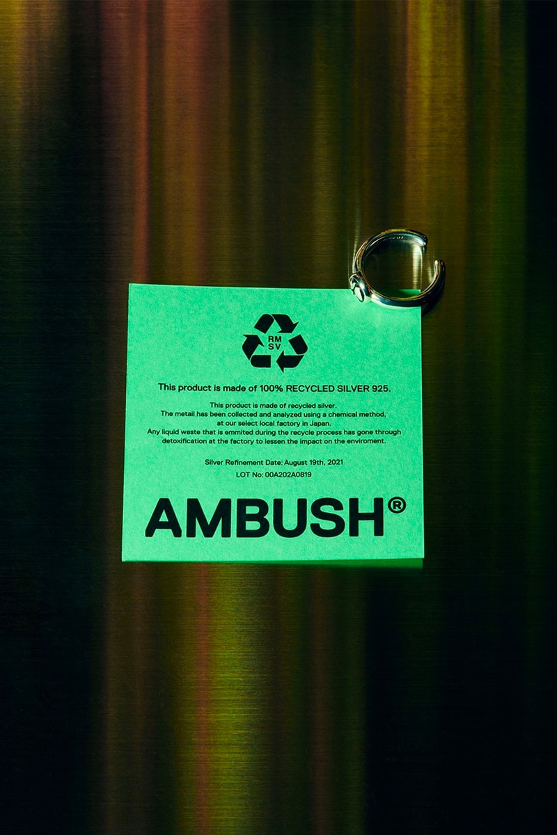 AMBUSH® WORKSHOP2 2nd Anniversary Capsule Collection Yoon Ahn Sustainable Recycled Denim Jacket Jeans 925 Silver Rings Jewelry 