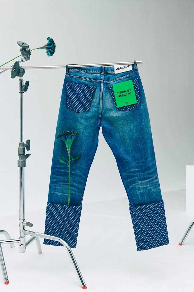 AMBUSH® WORKSHOP2 2nd Anniversary Capsule Collection Yoon Ahn Sustainable Recycled Denim Jacket Jeans 925 Silver Rings Jewelry 