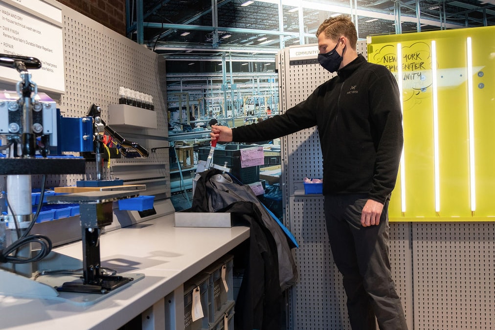 Arc'Teryx Opens its First Rebird Service Center in New York City 547 broadway DWR upcycled product care repairs refurbished opening news