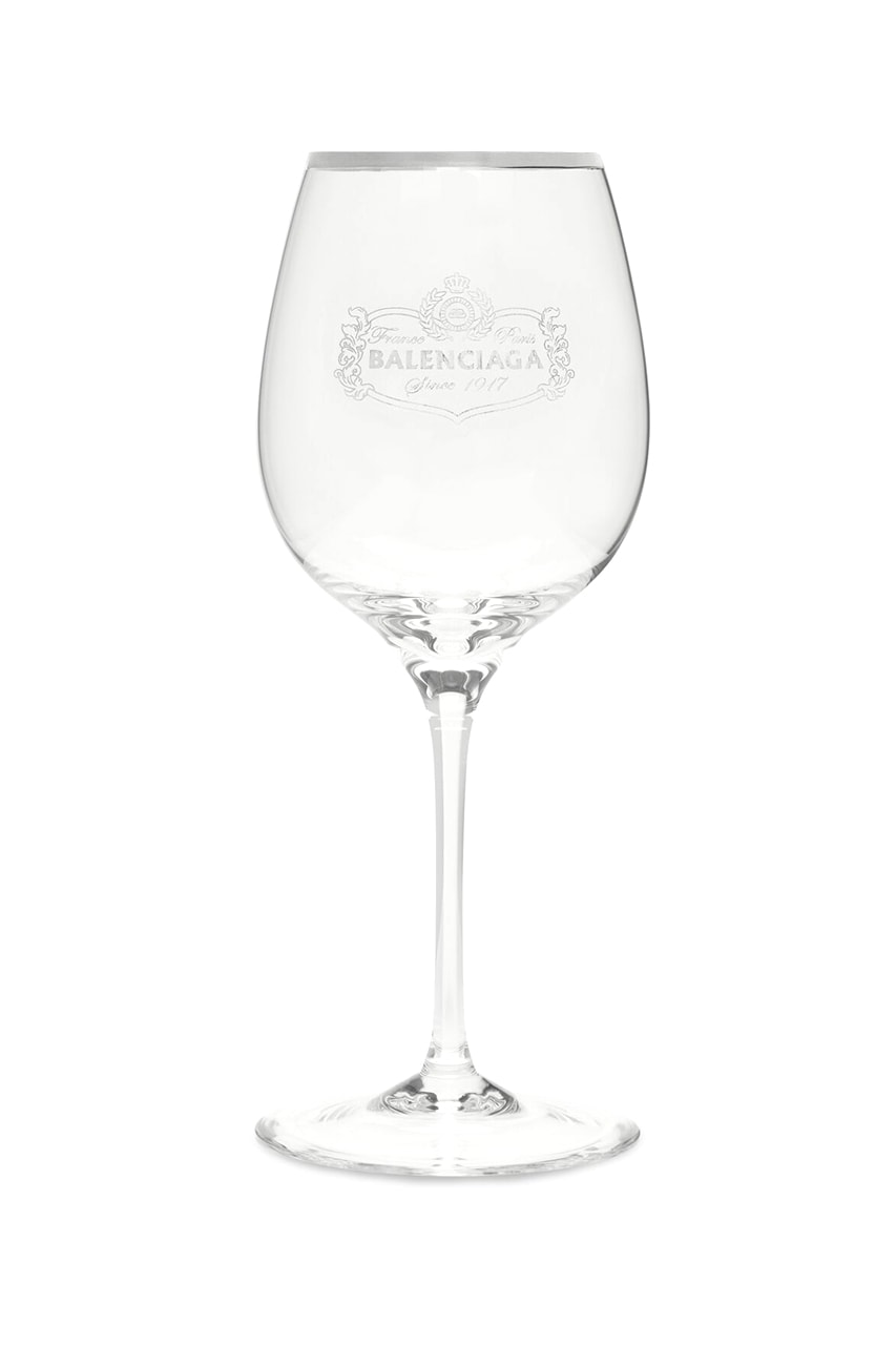 Balenciaga Champagne Flutes Wine Glasses Coasters Crystal Platinum Silver Rim Stainless Steel Homeware Objects Luxury Gifts What to Buy Xmas Christmas Shopping Black Friday Demna Gvasalia