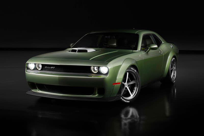 Meet the Dodge Challenger Holy Guacamole Concept customization of the Challenger R/T Scat Pack Widebody 50th Anniversary edition rotten avocado gold school shaker hood mopar hemi v8 muscle car news