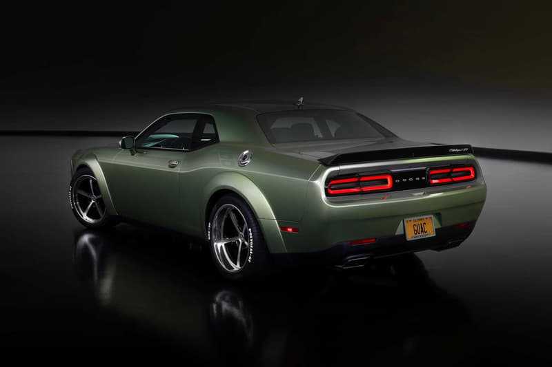 Meet the Dodge Challenger Holy Guacamole Concept customization of the Challenger R/T Scat Pack Widebody 50th Anniversary edition rotten avocado gold school shaker hood mopar hemi v8 muscle car news