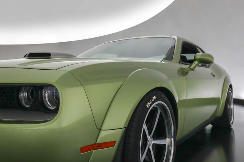 Meet the Dodge Challenger Holy Guacamole Concept customization of the Challenger R/T Scat Pack Widebody 50th Anniversary edition rotten avocado gold school shaker hood mopar hemi v8 muscle car news