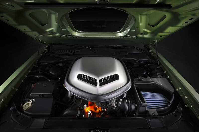 Meet the Dodge Challenger Holy Guacamole Concept customization of the Challenger R/T Scat Pack Widebody 50th Anniversary edition rotten avocado gold school shaker hood mopar hemi v8 muscle car news
