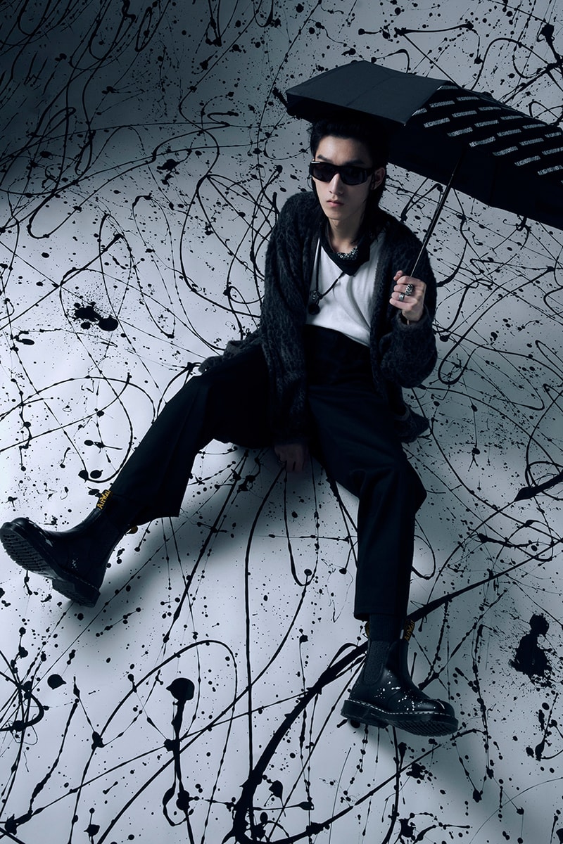 neighborhood dr martens release information details 1461 2976 paint splatter black white reflective heel