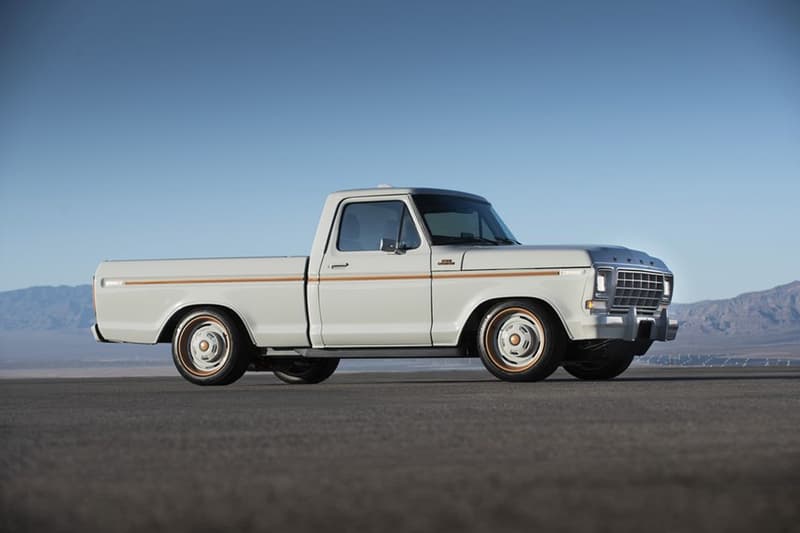 ford f100 eluminator pickup truck mach e gt motors electric restomod powertrain sema show las vegas 2021