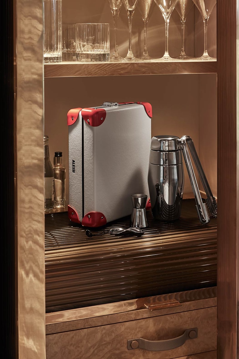Globe-Trotter Centenary Poker Box Alessi Cocktail Set release home Italian British drinks Holidays design suitcases interior bartender cocktails games entertainment premium