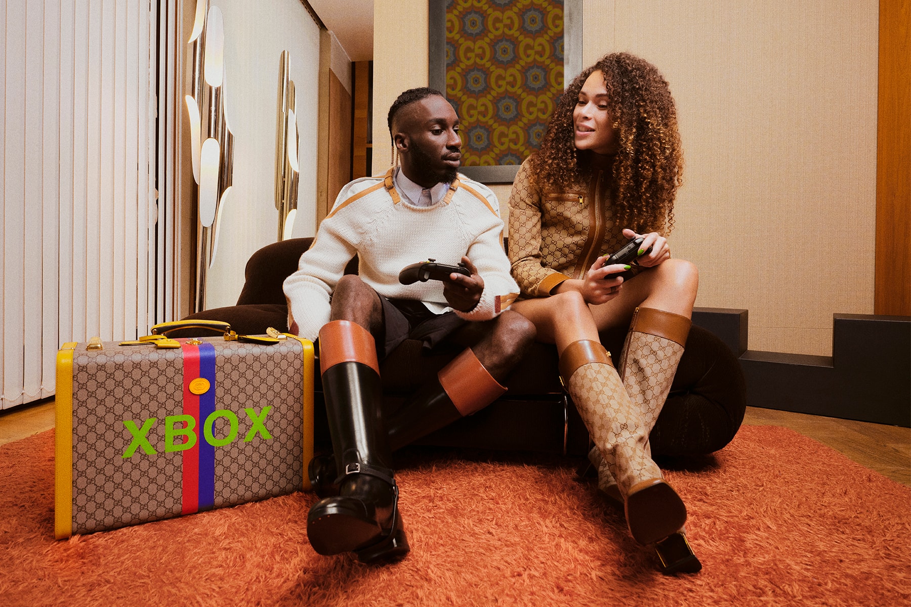 gucci xbox seriex x gaming luxury fashion house microsoft tech game console collaboration streetwear canvas gucci stream digital episode unbox