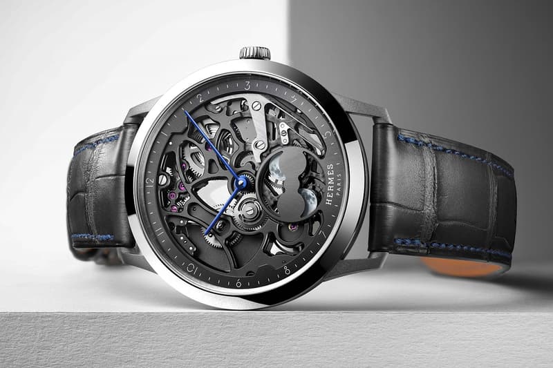 Hermès Skeletonizes Ultra-Thin Movement With Case Made Of Titanium, White Gold and Platinum.