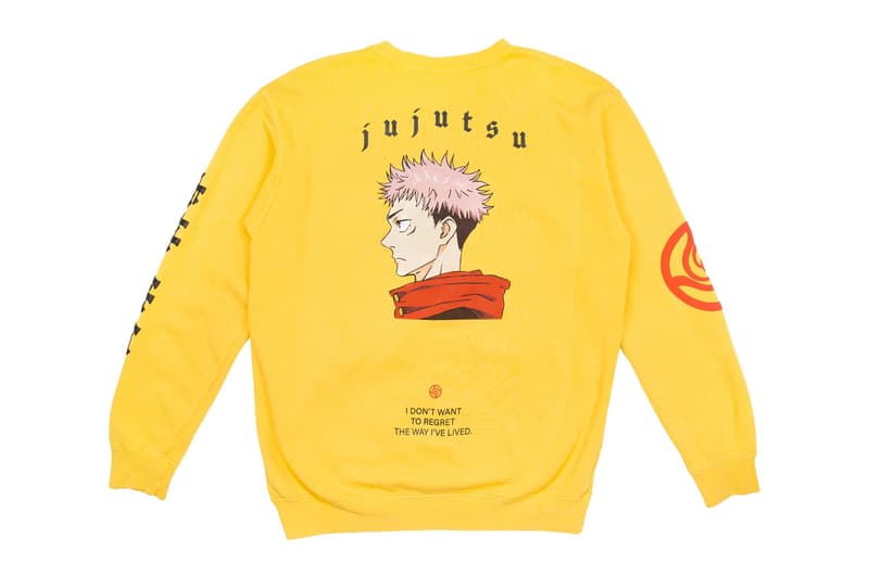 Crunchyroll Launches its Second Jujutsu Kaisen Capsule  streetwear line crunchy loves long sleeve shirt yuji itadori satoru gojo nobara kugisaki yuji crew sweatshirts I don't want to regret the way I've lived yellow six eye beanie release info 