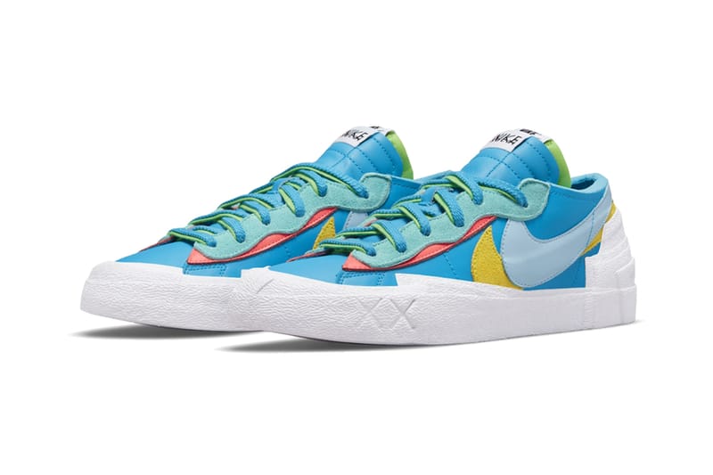 nike x sacai x kaws blazer low cyan blue