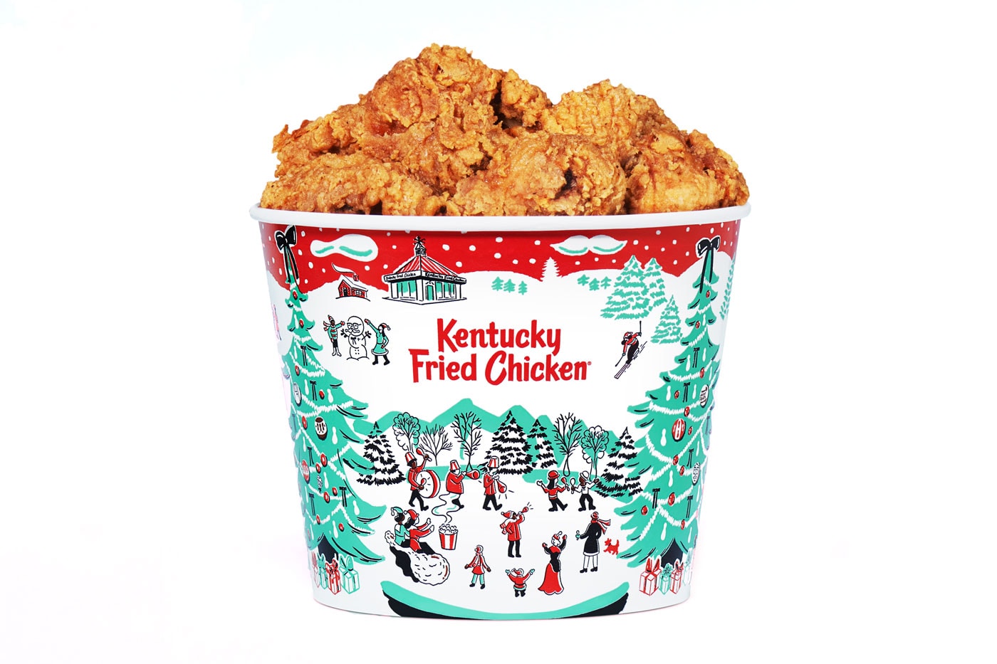 KFC Unveils Holiday Finger Lickin' Chicken Mitten Bucket Hugger fried chicken winter christmas kentuck fried chicken fast food 