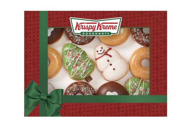 Krispy Kreme Christmas 2021 Doughnuts announcement Doughman Sprinkle Bells Tree Yo’self So Good Pud Dozen Creations Kit Piped Say Merry Christmas Half Dozen 