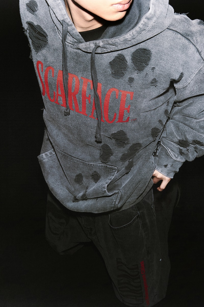lost management cities LMC film movie scarface collaboration collection al pacino tony montana 26 items outwear knitwear hoodies sweaters jeans release info November 19