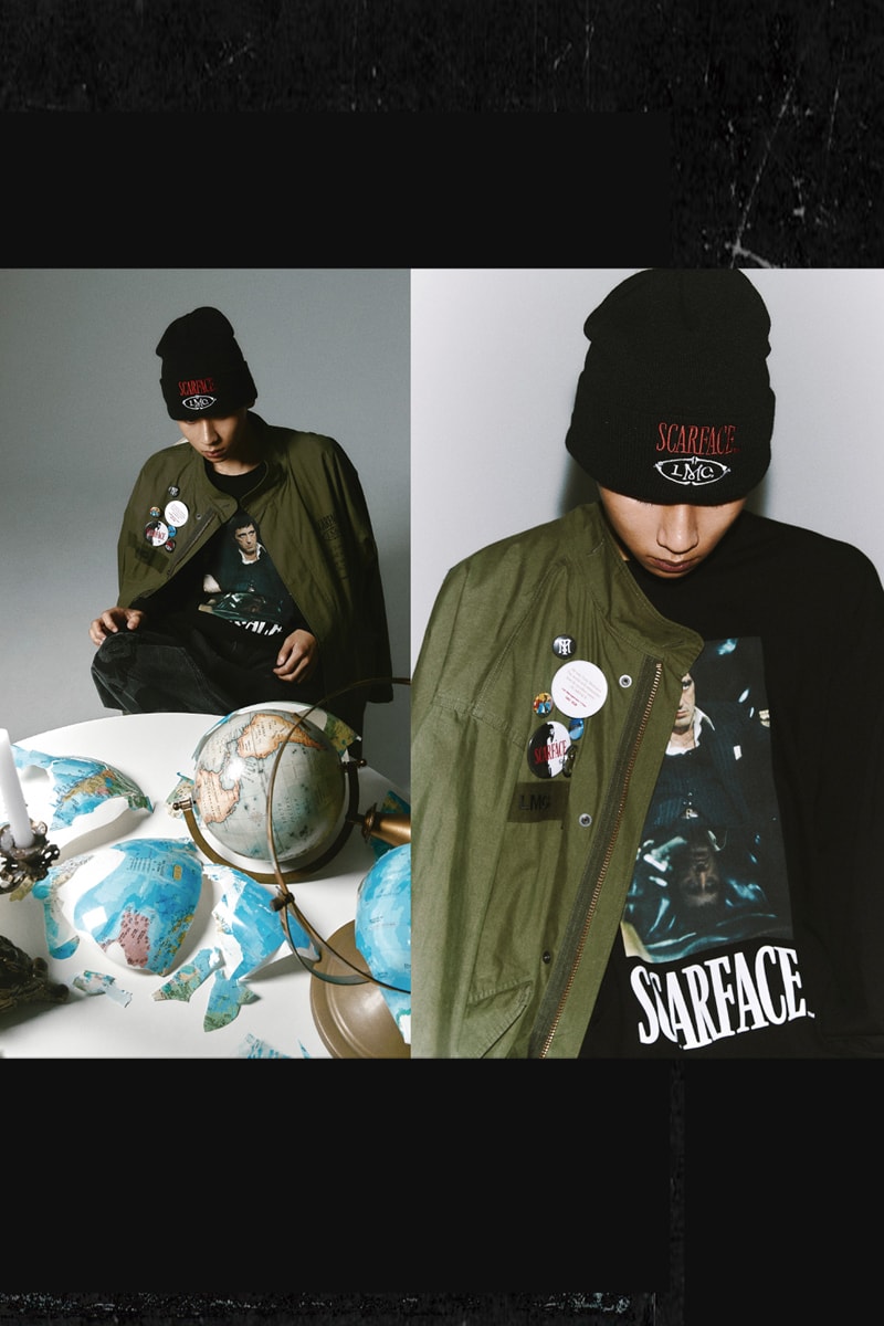 lost management cities LMC film movie scarface collaboration collection al pacino tony montana 26 items outwear knitwear hoodies sweaters jeans release info November 19