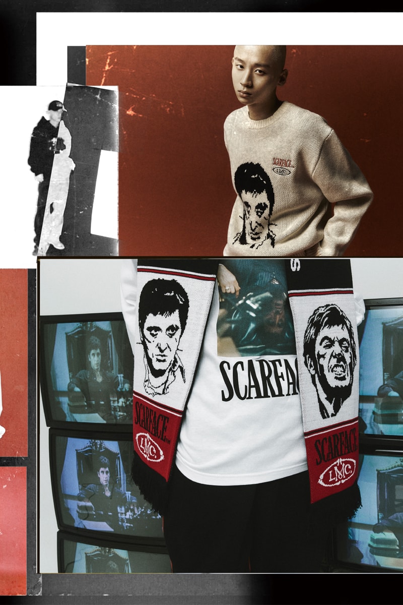 lost management cities LMC film movie scarface collaboration collection al pacino tony montana 26 items outwear knitwear hoodies sweaters jeans release info November 19