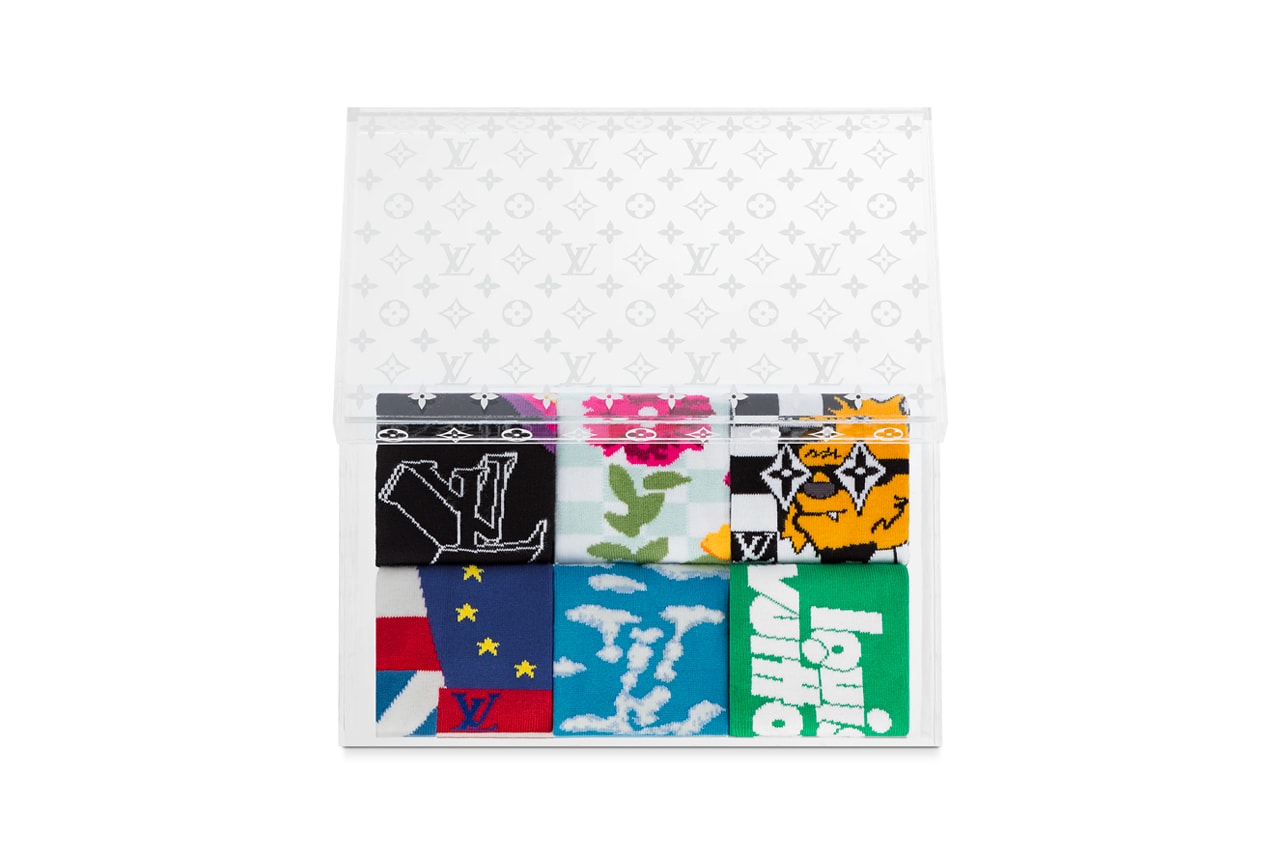 Louis Vuitton LV Archives Socks Set Virgil Abloh Collection Gifts for Him Her Xmas Christmas Stocking Filler Luxury Items Accessories 