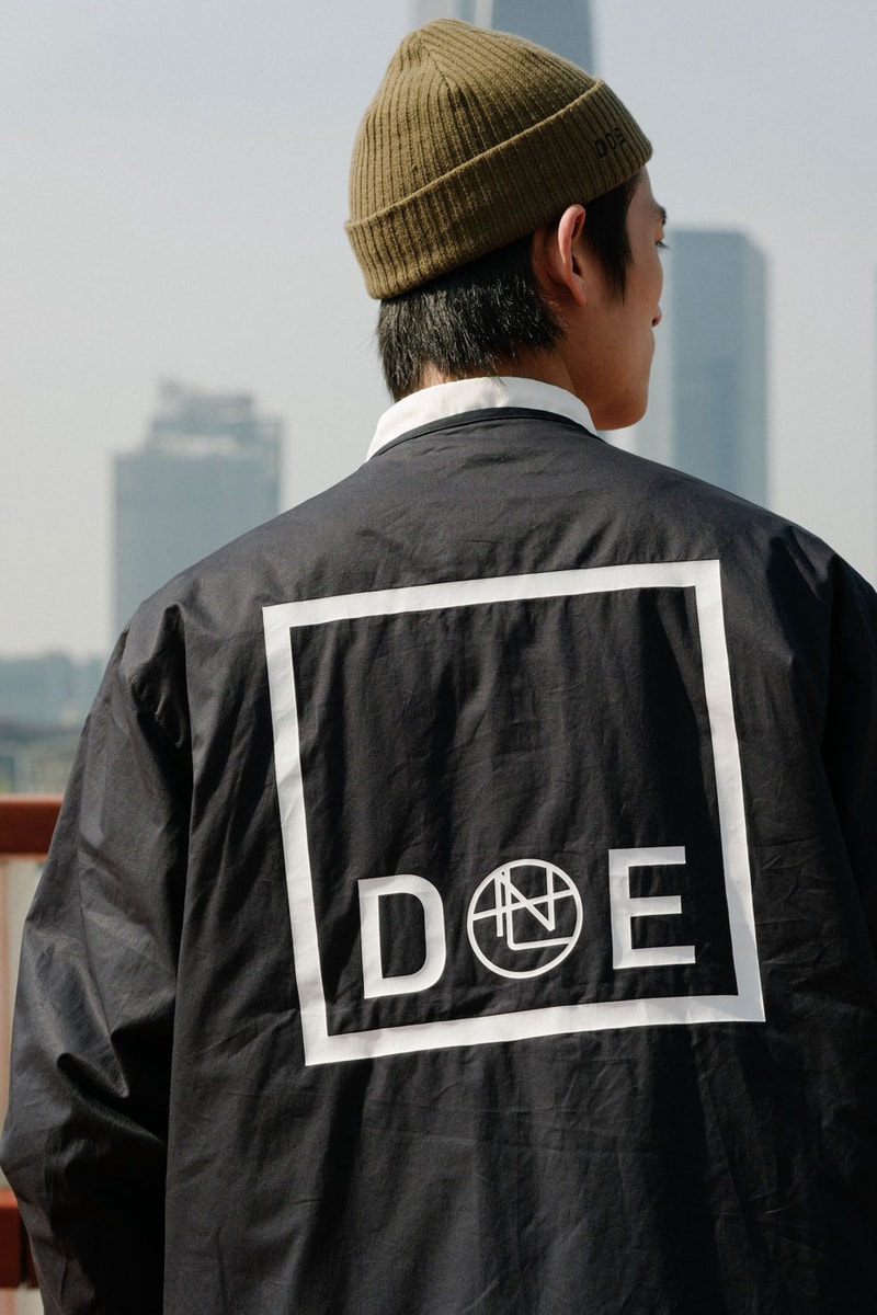 japanese brand nanamica team up DOE shanghai co-branded series offline store house of seven seas gathering the same lovers square logo seven reversible down cardigan button down wind shirt wide chino pants offline stores release info