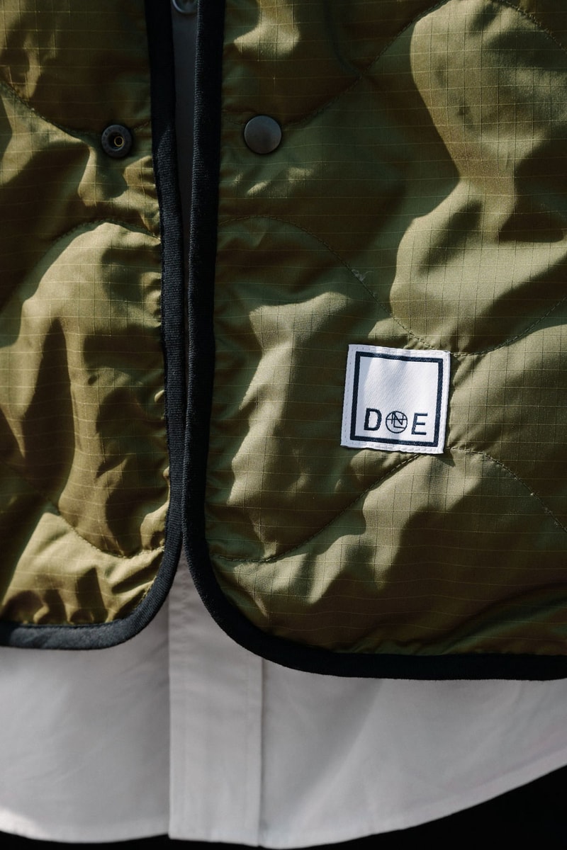 japanese brand nanamica team up DOE shanghai co-branded series offline store house of seven seas gathering the same lovers square logo seven reversible down cardigan button down wind shirt wide chino pants offline stores release info