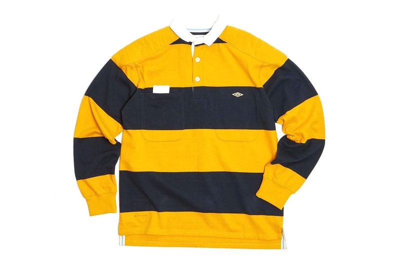 Nigel Cabourn Umbro military uniform vintage sportswear ten piece collection rugby drill tops regiment stripe beanie ww2 rugby ball pants release info